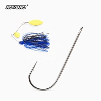 ROVORO Vente en gros 2/0 # -6/0 #   Hameçons de spinnerbait en acier à haute teneur en carbone pour la pêche au black-bass et au brochet, revêtement nickel noir/naturel/PTFE