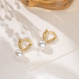 Pendientes de Aro con Perlas, Círculo Dorado, Joyería de Boda, Accesorios de Moda Elegantes para Mujer - Product Image 4