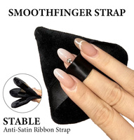 Houppette de maquillage noire triangulaire en coton floqué, douce et réutilisable avec sangle, accessoire cosmétique en stock