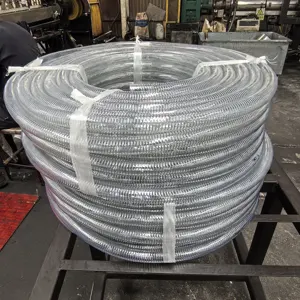 공장 가격 나선형 스틸 와이어 강화 투명 스프링 워터 호스 PVC 스틸 와이어 정적 소산 호스