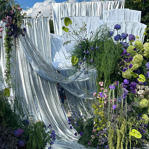 Décorations de mariage pour la réception Rideaux en argent brillant Fond de scène Décoration de plafond Tissu d'estampage à chaud - Product Image 4