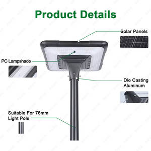 Sentiero ad alta potenza per prato Post Top lampione solare all'aperto energia impermeabile Ip65 45w Led luce solare da giardino - Product Image 4