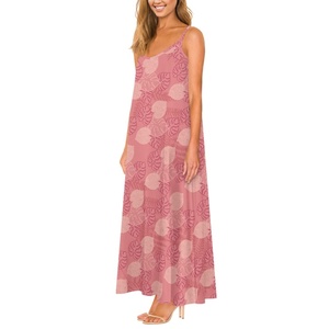 Vendita calda ragazza hawaiana abito nuovo Design collo basso personalizzato <span class=keywords><strong>Ulu</strong></span> foglie con Puakenikeni spiaggia abito estivo - Product Image 4