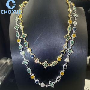 Fashion 925 Sterling <b>Silver</b> Mixed Color Moissanite Tennis <b>Necklace</b> Fancy Shape <b>Necklace</b> Bracelet Hip Hop <b>for</b> <b>Men</b> Women with GRA - Product Image 5