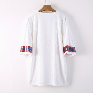 <span class=keywords><strong>Abito</strong></span> in Jersey con Paillettes Bianco <span class=keywords><strong>Rosso</strong></span> Blu per Abbigliamento Femminile Texano di Houston - Product Image 6