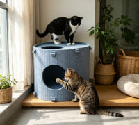Maison pour chat en feutre épais, pliable, lavable, lit pour chat d'intérieur, niche confortable pour petits chats et chatons, OEM