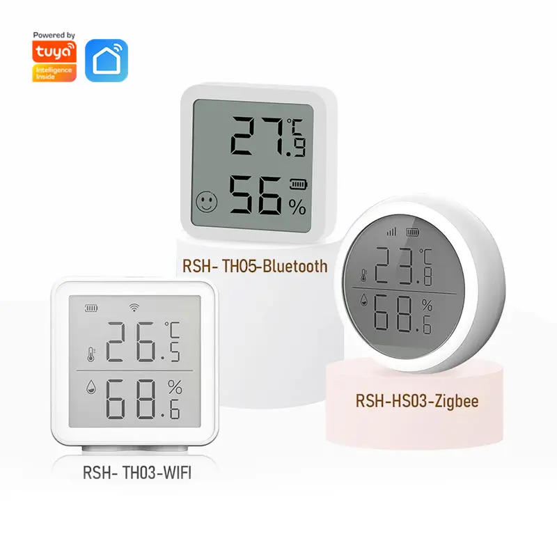 RSH Tuya WiFi ZigBee BLE Digital Thermometer Hygrometer Indoor Mini Smart Temperature And Humidity Sensor Meter With LCD Display