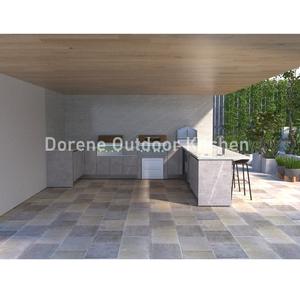 Gabinetes modernos <span class=keywords><strong>de</strong></span> Isla <span class=keywords><strong>de</strong></span> cocina al aire libre con almacenamiento inteligente, iluminación colgante, escape <span class=keywords><strong>de</strong></span> chimenea curvo <span class=keywords><strong>y</strong></span> diseño <span class=keywords><strong>de</strong></span> barbacoa en el patio trasero - Product Image 3