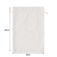 Grands sacs en coton avec cordon de serrage 20x30cm, sacs d'épicerie réutilisables, sacs de rangement écologiques pour couvertures