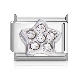 Populares Dijes Italianos a Granel de Acero Inoxidable que no se Deslustran, Chapados en Oro de 18K con Estrella de Diamantes, para Pulsera de Dijes Italianos - Product Image 4