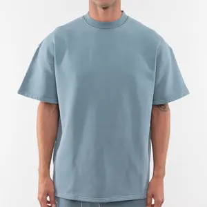 무거운 무게 티셔츠 대형 여름 성인 남성 니트 100% 면 일반 염색 사용자 정의 스크린 인쇄 티셔츠