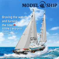 Moule Roi 10194 moderne Twin-Mast voilier bateau bloc briques modèle enfants éducatif bloc de construction ensemble en plastique jouet Juguete
