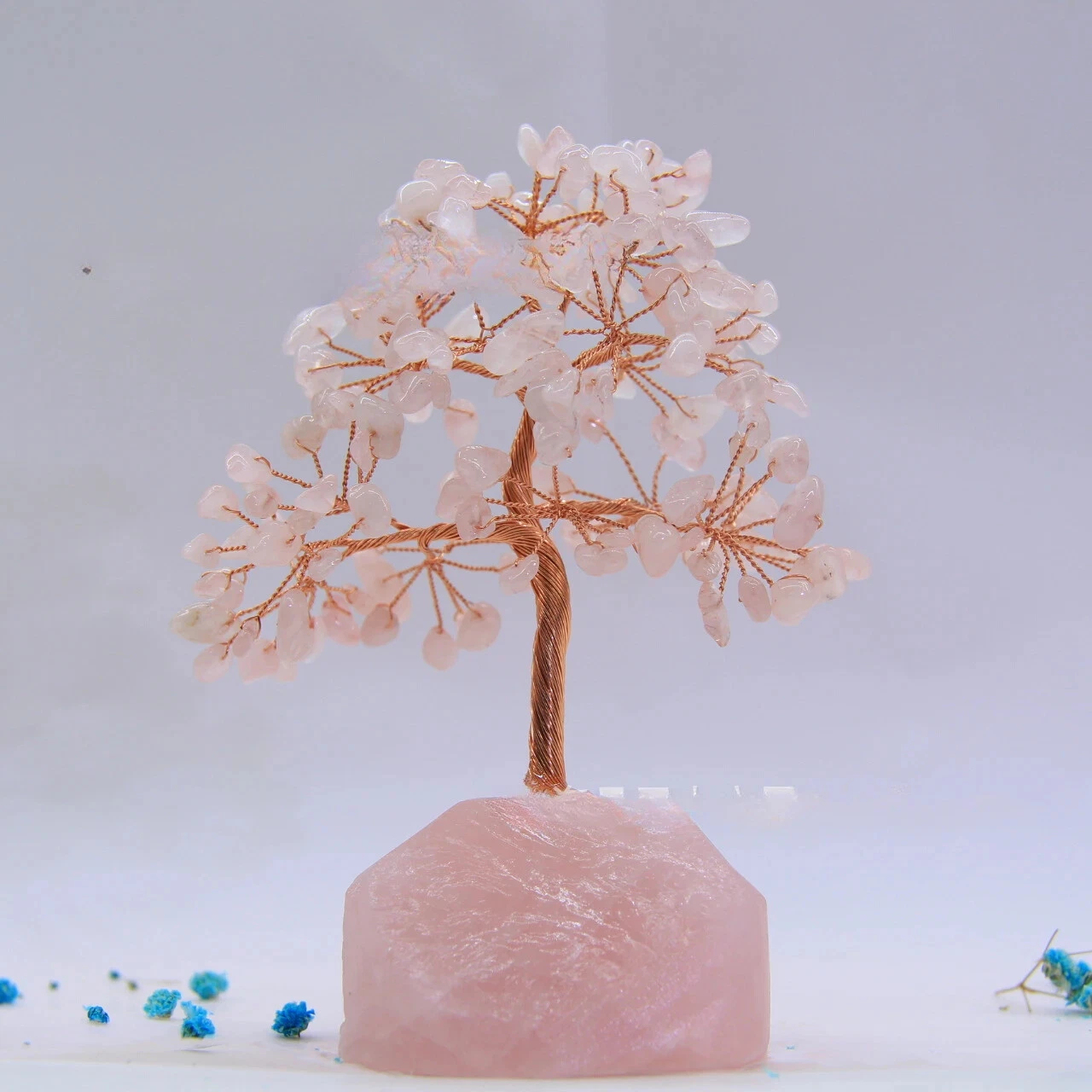 Feuilles de quartz rose avec support rose