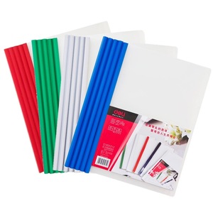 Deli A4 Classeur transparent à clip, organiseur de documents en plastique, porte-fichiers de bureau, couleur aléatoire, blanc, avec barre de traction - Product Image 2