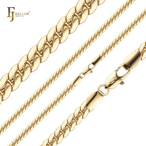 54110192 להתאמה אישית 6mm fj fallon תכשיטי אופנה עגולה שרשרת קישור קומפקטי מצופה פליז זהב 14 קארט - Product Image 5