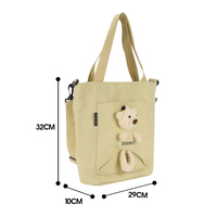 Sacs fourre-tout en toile recyclée écologiques réutilisables personnalisés avec bandoulière, motif ours mignon, pour voyage et usage extérieur, personnalisables