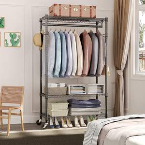 رفوف أسلاك كروم قابلة للتعديل 3 طبقات حديثة للخدمة الشاقة-خطافات جانبية متعددة الوظائف - Product Image 5