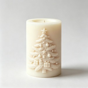 Christmas Tree Pillar <b>Candle</b> <b>Mold</b> For DIY Scented <b>Candles</b> Transparent White 3D Design Christmas Decoration Making Kit - Product Image 1