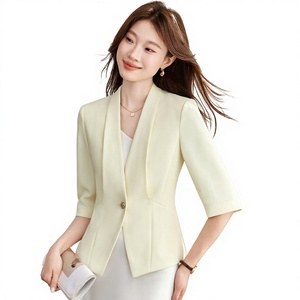 얀란 야후 연노랑 민소매 숏 블레이저 수출용 2026 봄 전문직 의상 유럽 동남아시아 인기 모델 - Product Image 1