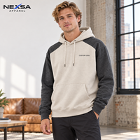 Sweat-shirts et sweats à capuche pour hommes en coton biologique bordeaux à manches raglan, personnalisables avec étiquette privée, motif graphique lettres sur coutures contrastées, style streetwear décontracté