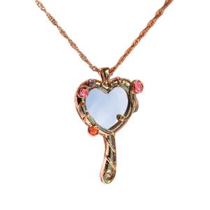 Collier en cuivre pour femme, style fille mignonne, plaqué or et argent, forme de cœur <span class=keywords><strong>Barbie</strong></span>, miroir magique, huile qui coule, cadre photo - Product Image 5