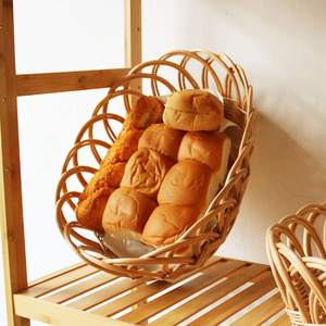 Fábrica al por mayor cesta de pan tejido mimbre cesta de almacenamiento de alimentos bandeja de fruta de ratán - Product Image 5