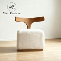 Chaise de salle à manger moderne en bois de frêne nordique, chaise d'appoint unique avec revêtement en tissu Teddy pour restaurant, maison, salle à manger
