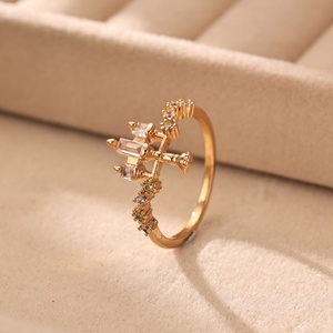 Bagues de bougie féeriques vintage en cuivre plaqué or avec zircon pour femmes, style européen et américain, en promotion - Product Image 1