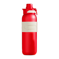 Bouteille d'eau sport en titane pur à double paroi de 600 ml, 12h chaud/froid, antibactérienne, avec paille, couleur beige abricot, logo personnalisé, vente en gros