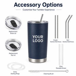 Custom Logo 20oz Vacuum Insulated Tumbler 304 Stainless Steel Travel Mug Reusable Coffee <b>Cup</b> with Straw for Hot Cold Drinks - Product Image 5