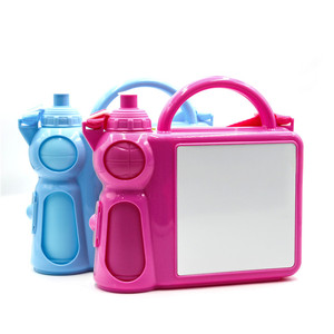 Personalized Plastic Kids Lunch Box And Bottle Set Sublimation Blanks Handle Lunch Box With Water Bottle