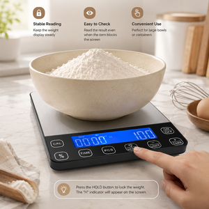 professional Blue Backlit LCD <b>Timer</b> Tare PCS Unit <b>Switch</b> stainless steel food digital scale weighing kitchen scale - Product Image 4
