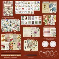 265P Vintage Scrapbooking Kit avec A6 cahier journalisation fournitures Scrapbook artisanat cadeau pour adolescents enfants bricolage Journal kit