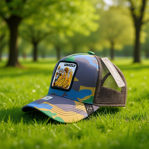 Cappello Trucker Grizzly a 6 Pannelli in Tessuto a Rete con Ricamo, Unisex per Adulti, Casual per Primavera ed Estate - Product Image 2