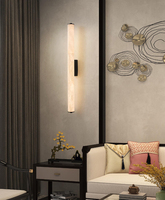 Applique murale LED en cuivre et albâtre, lampe murale en marbre naturel, finition laiton doré pour hôtel, maison, chambre, couloir, hall d'entrée