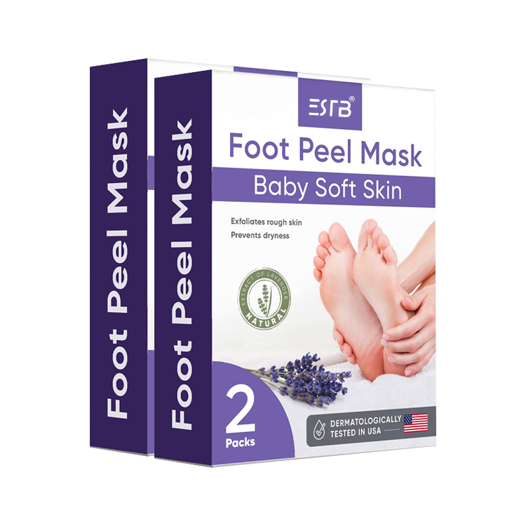 Amazon Hot sale Lavender Moisturizing Foot Peel Mask Exfoliating Callus Peeling Foot Mask Private Label Foot Mask