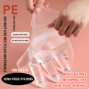 Máscara de manos desechable al por mayor y cubierta de máscara de pie con pegatinas fijas Material PE DIY pies SPA cubierta cuidado de manos guantes talla única - Product Image 3