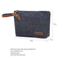 Tas Clutch Kanvas Tebal dengan Ritsleting, Multifungsi, Organizer Perlengkapan Perjalanan untuk Pria