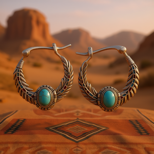 Boucles d'oreilles Bohème en Plumes, Argent 925, Turquoise Sertie, Bijoux Quotidiens pour Femme - Product Image 2