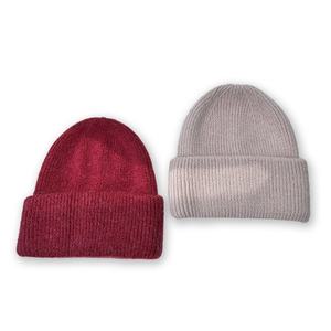 Chapeau d'hiver en tricot ample de créateur à la mode Ins lait café marron <span class=keywords><strong>Angora</strong></span> rouge <span class=keywords><strong>lapin</strong></span> fourrure motif à carreaux personnalisé chaud laine chapeau d'hiver - Product Image 2