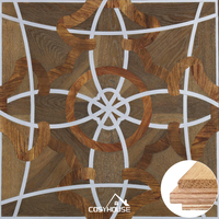 Cosyhouse Design de luxe en chêne blanc Versailles multicouche revêtement de sol métallique incrustation en métal motif floral Parquet de luxe avec verrouillage par clic