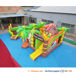 Château gonflable en PVC avec toboggan, thème parc à dinosaures extérieur, animaux de la savane, pour locations événementielles - Product Image 2