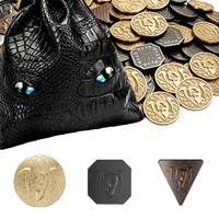 120 pièces de jetons et de pièces de monnaie DND en métal argenté et cuivre, personnalisables, avec sac en cuir PU pour 32 joueurs, accessoires de jeu de société et de cosplay