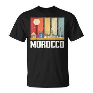 T-shirt Maroc Skyline, souvenir africain, cadeau de voyage, taille adulte unisexe - Product Image 1