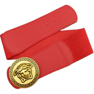 Cinturón de mujer Cinturón de cuero Moda Hebilla de moda Diseñador de marca famosa de lujo Descuento al por mayor Cinturón de cuero elástico