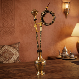 Chaman India Brass Lacquer Finish Straight Type Golden Hookah Model 25816 - Product Image 3