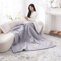 Plaid électrique d'hiver 160x130cm en fausse fourrure de lapin et sherpa, 9 réglages de chaleur, fil chauffant PTC, lavable, télécommande, usage domestique