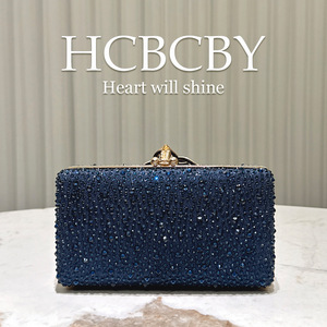 Élégant sac à main de soirée en cristal <span class=keywords><strong>bleu</strong></span> <span class=keywords><strong>marine</strong></span> scintillant pour femmes pour gala et fêtes - Product Image 3