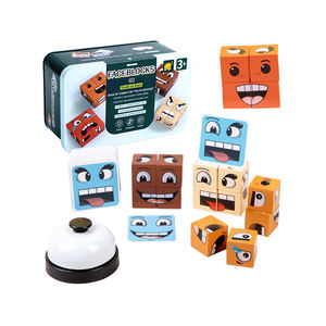 Ekspresi kayu yang cocok blok permainan pendidikan montesori batang mainan anak prasekolah wajah berubah - Product Image 1