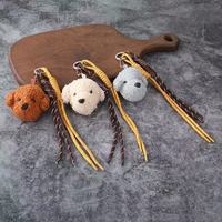 Porte-clés mignon en peluche tête de chiot avec mousqueton, impression UV, pour filles, pour clés de voiture, sac à main, sac à dos, vente en gros, cadeau